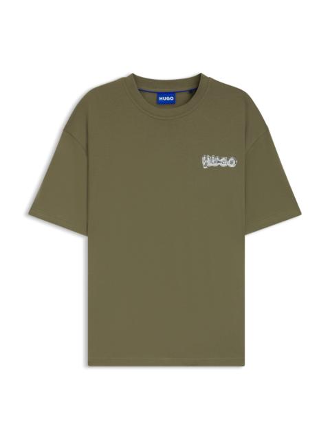 HUGO ALL-GENDER COTTON-JERSEY T-SHIRT WITH LOGO PRINTS