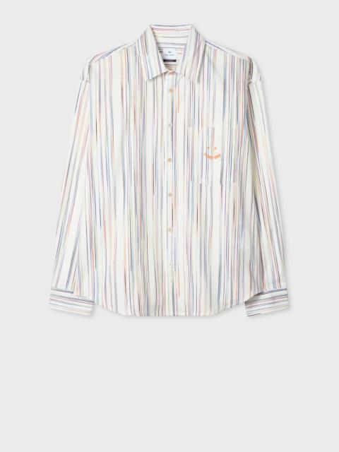 Paul Smith White Organic Cotton 'Happy' Stripe Shirt
