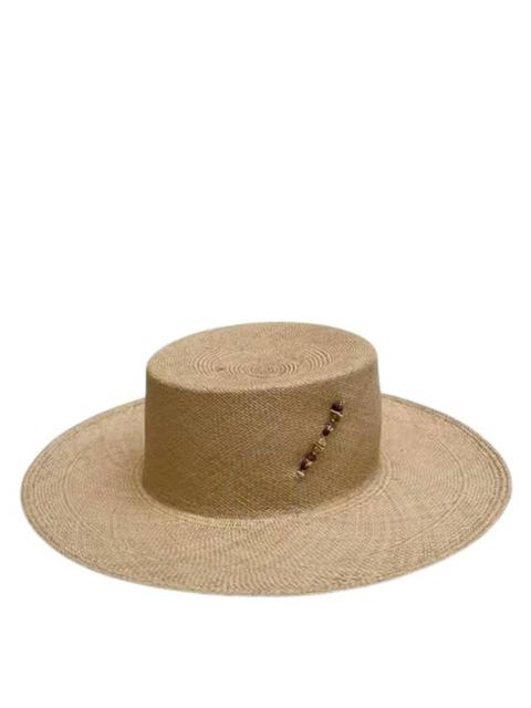 Other Designers Van Palma Beige Alba Straw Large Brim Sun Hat