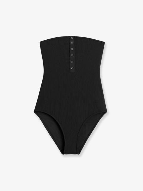 TOTEME Toteme Ribbed Knit One-Piece Swimsuit Black