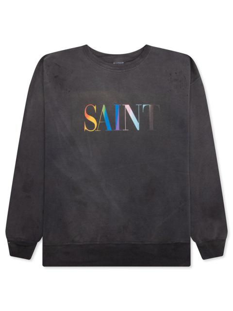 SAINT M×××××× RAINBOW SAINT CREW SWEATER - BLACK