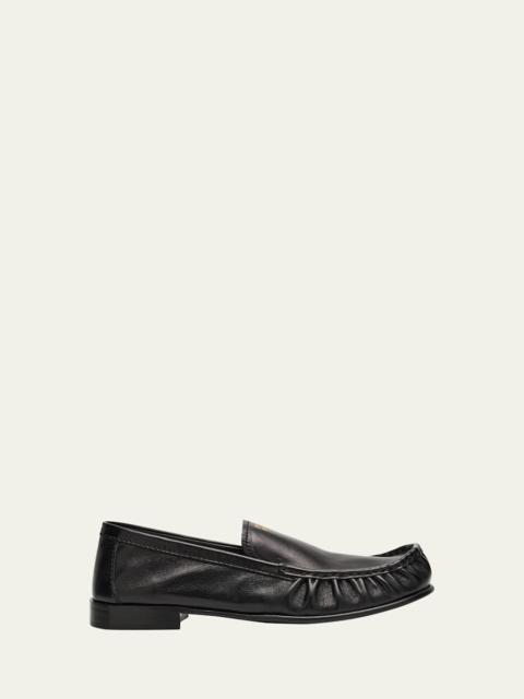 Miu Miu Ruched Leather Mocassin Loafers