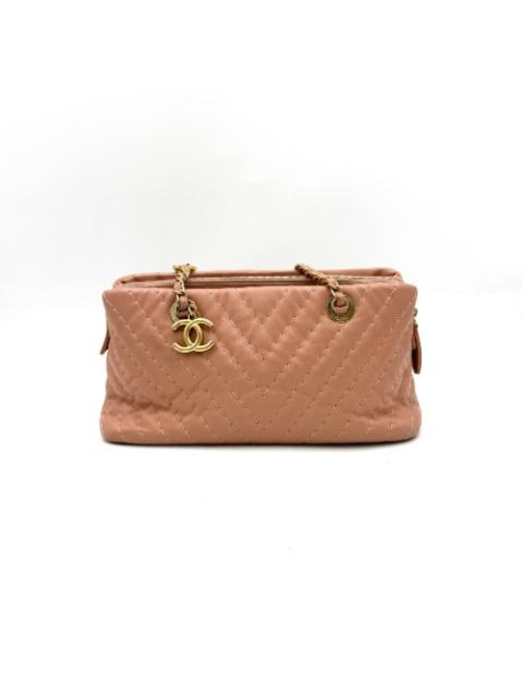 CHANEL Chanel No. 16 Coral Chevron Chain Shoulder Bag