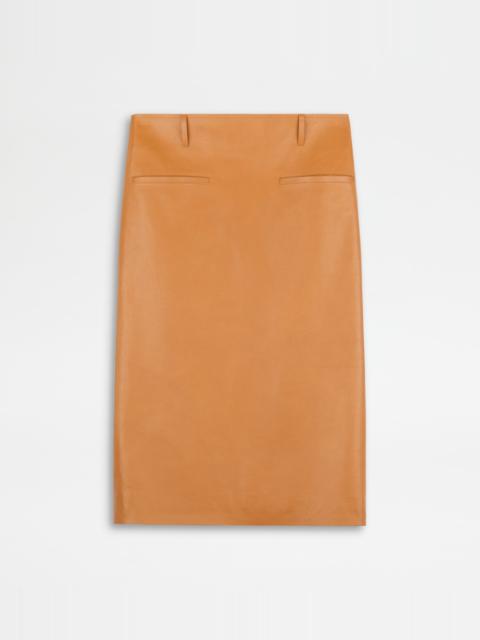 Tod's SKIRT IN LEATHER - ORANGE