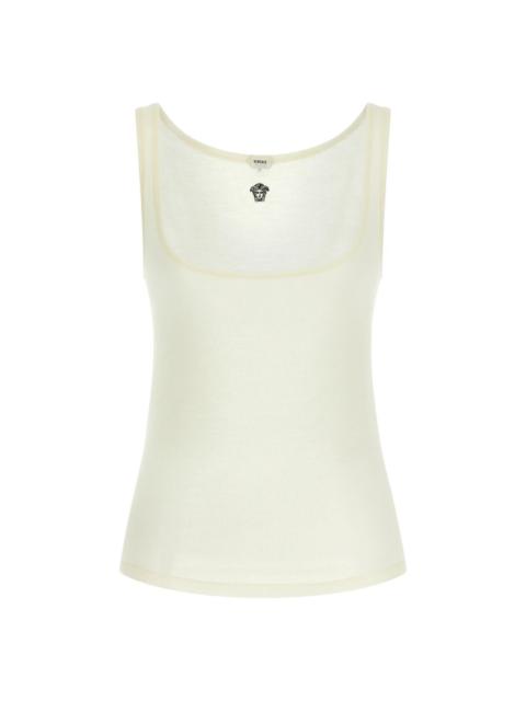 VERSACE VERSACE La Medusa Embroidery White Wool Top New & Authentic