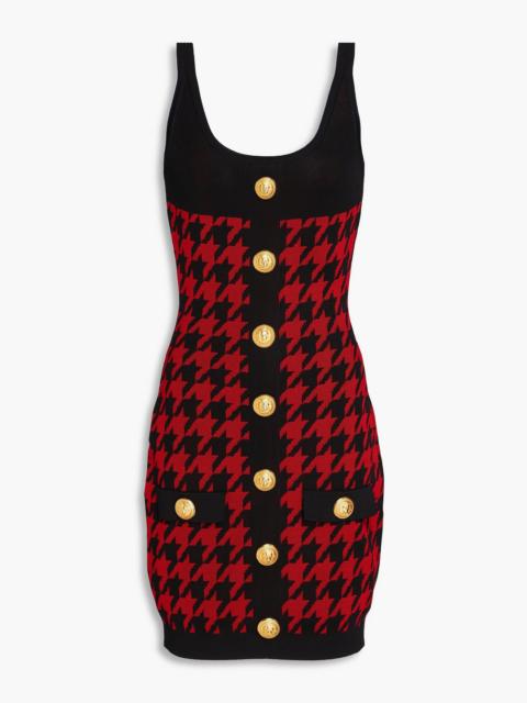Balmain Houndstooth jacquard-knit mini dress