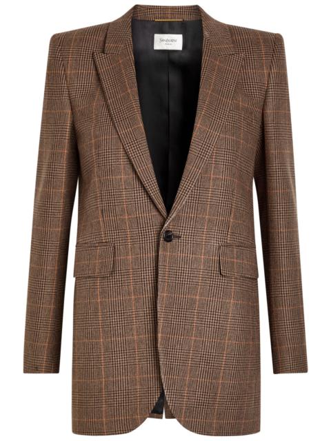 SAINT LAURENT Saint Laurent Houndstooth Wool and Cashmere-blend Blazer