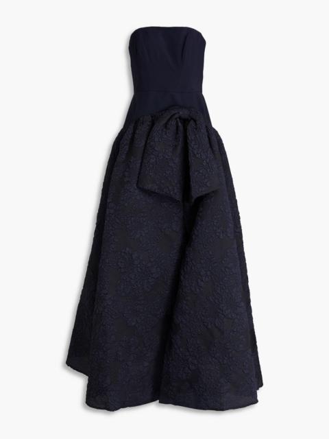 Other Designers Strapless bow-detailed cloqué and crepe gown