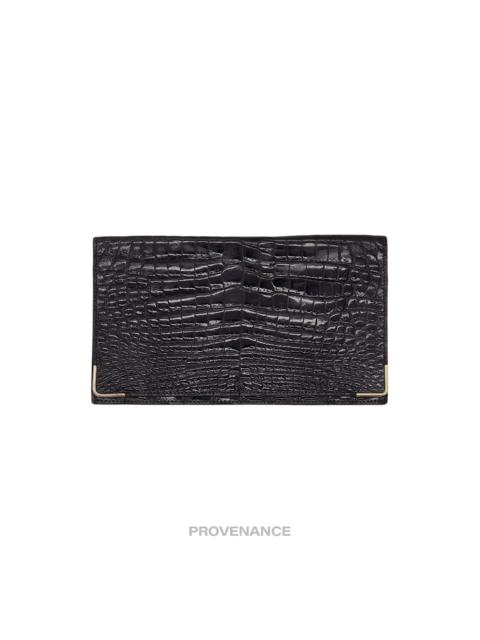 CELINE Celine Long Wallet - Black Crocodile Leather Gold