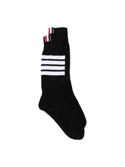 Thom Browne Cotton 4-Bar Mid Calf Socks Women