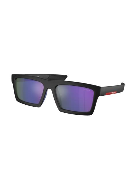 Prada Prada Linea Rossa Blue Mirror Violet Rectangular Men's Sunglasses PS 02ZSU 1BO05U 58