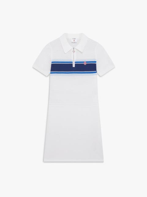 CASABLANCA White & Blue Striped Mesh Midi Dress | Casablanca Paris