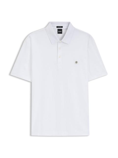 BOSS MERCERIZED-COTTON POLO SHIRT WITH DOUBLE MONOGRAM