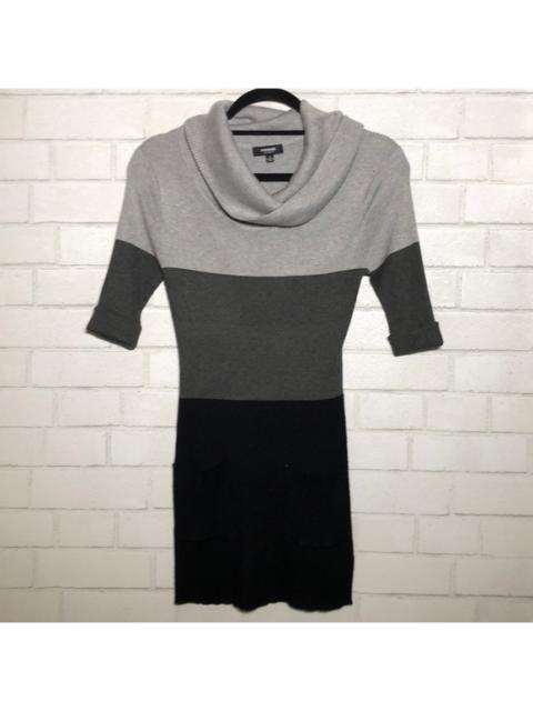 Other Designers Premise - Ribbed Cowl Neck Colorblock Knit Fitted Sweater