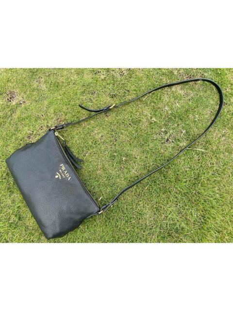 Prada Authentic Prada Vitello Daino Nero Leather Crossbody Bag