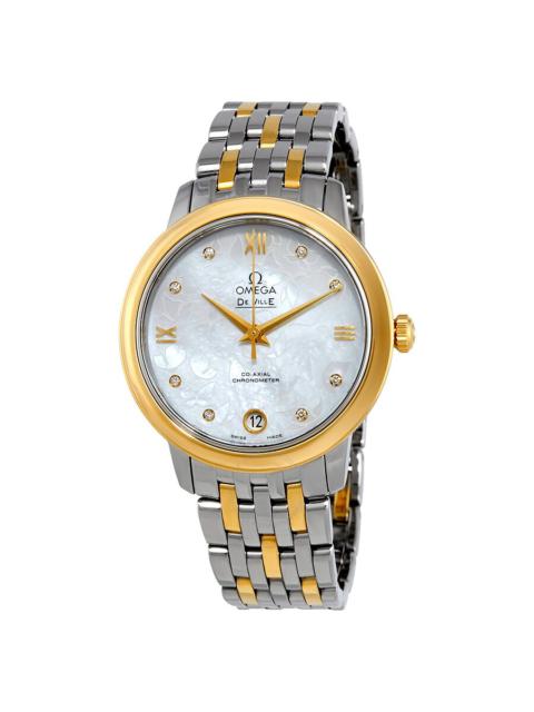 Pre-owned Omega De Ville Diamond White Mother of Pearl Dial Ladies Watch 424.20.33.20.55.002
