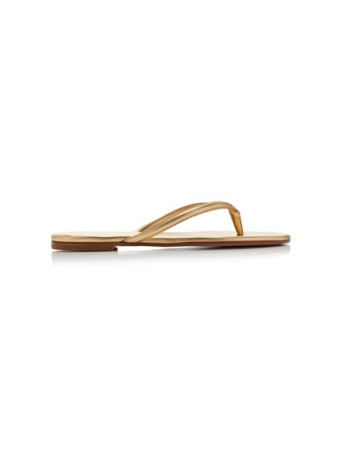Gianvito Rossi Calypso Metallic Leather Thong Sandals gold