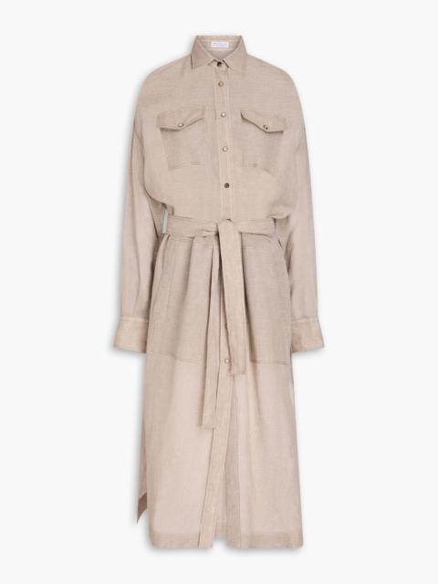 Brunello Cucinelli Linen-blend midi shirt dress