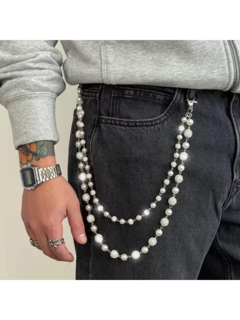 Other Designers Jewelry - Punk Double Layer Acrylic Beads Rhinestone Pants Chain