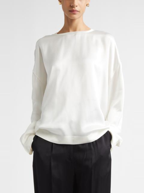 TOTEME TOTEME Boxy Satin Top in White at Nordstrom