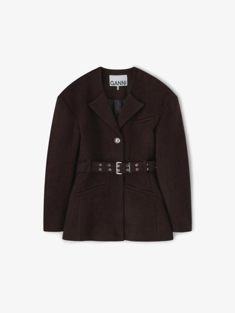 GANNI BROWN WOOL JACKET