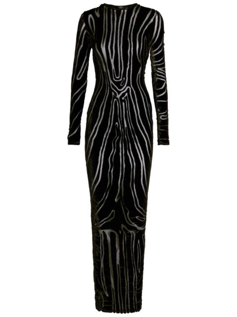 Balmain Balmain Zebra-effect Devoré Velvet Maxi Dress