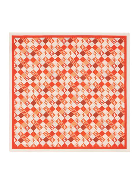 Fendi Women Multicolor Square Scarf With All-Over Geometric Print And Ff Motif In Silk Woman