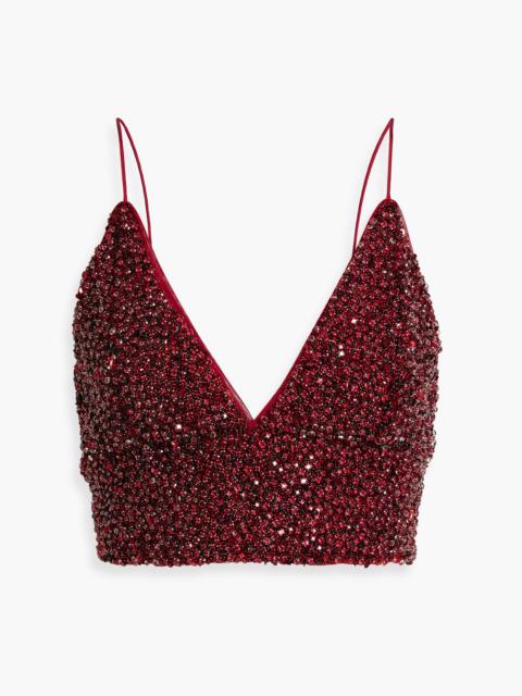 Alice + Olivia Carli embellished mesh bra top