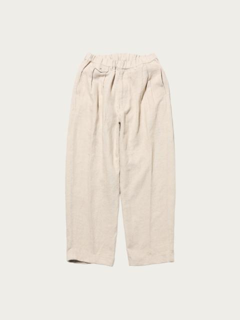 BEAMS PLUS 2 Pleats Relax Trousers COTTON Linen - Off White