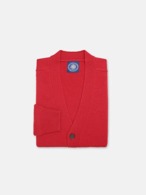 J. PRESS RED LAMBSWOOL CARDIGAN SWEATER