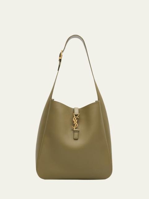SAINT LAURENT Le 5 A 7 Large Shoulder Hobo Bag in Smooth Leather