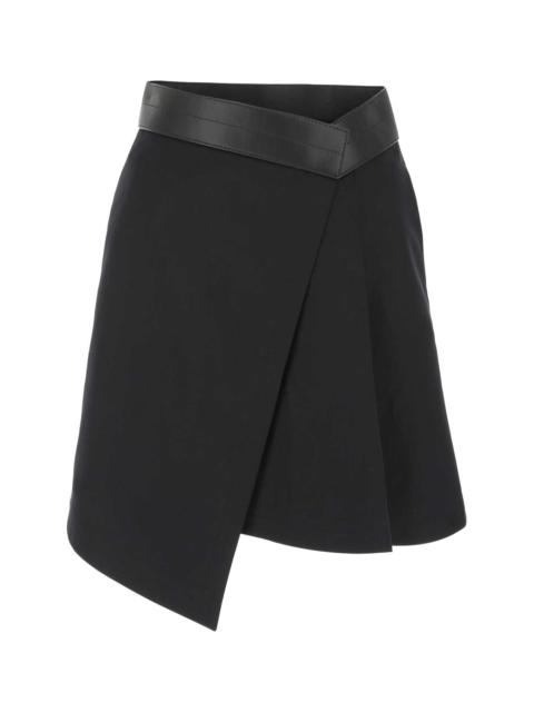 Black Cotton Blend Mini Skirt