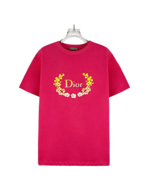 Dior Dior Logo Embroidered Cotton Crew Neck Short Sleeve T-Shirt
