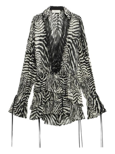 Blumarine Blumarine Lace-trim Zebra-print Mini Dress