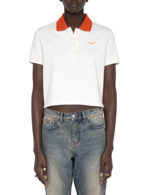 Zadig & Voltaire Zadig & Voltaire Mirta Crop Polo in Cream at Nordstrom