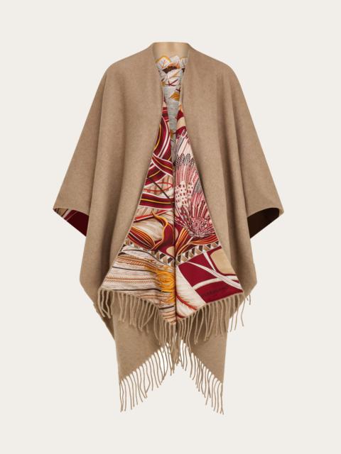 FERRAGAMO Cashmere and silk reversible cape