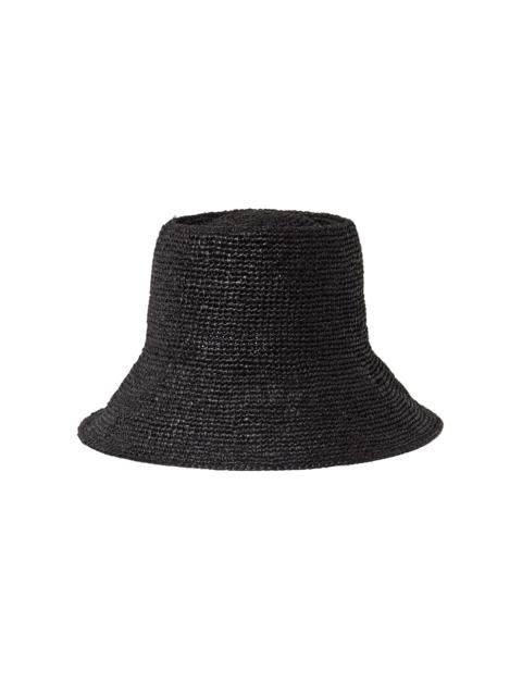 Janessa Leoné Felix Handwoven Raffia Bucket Hat black