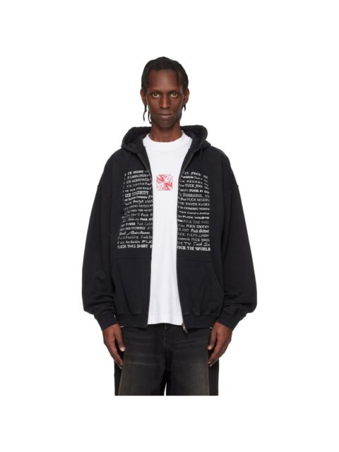 VETEMENTS Black 'Fuck Everything' Zip-Up Hoodie