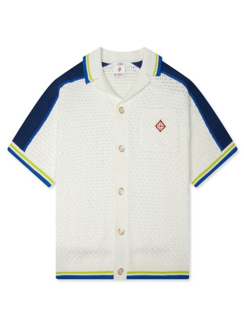 CASABLANCA CROCHET SHIRT - WHITE/BLUE