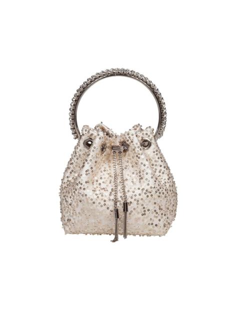 JIMMY CHOO Jimmy Choo Bon Bon Satin Bag With Micro Net And Applied Stones