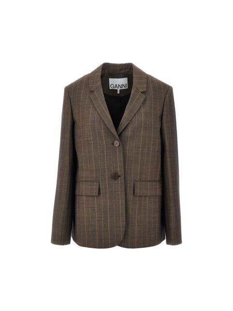 GANNI Ganni Women Wool Jacket With Pinstriped Motif