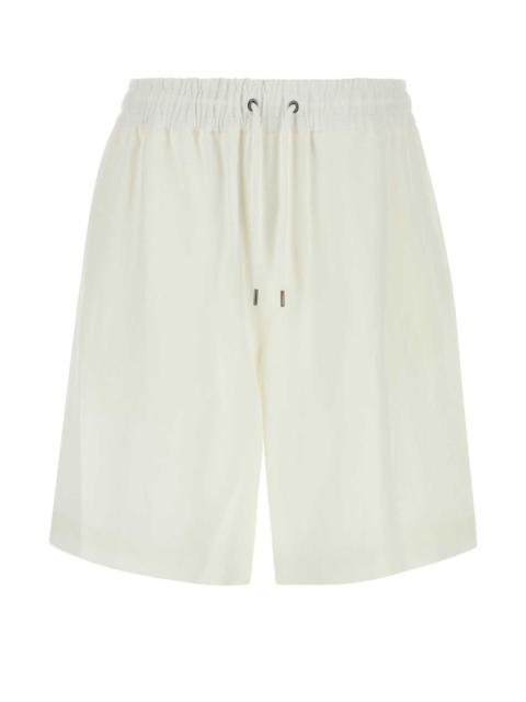 GIORGIO ARMANI Giorgio Armani Men White Linen Bermuda Shorts