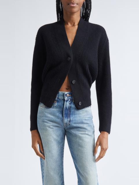 R13 R13 Split Hem Rib Cashmere Cardigan in Black at Nordstrom