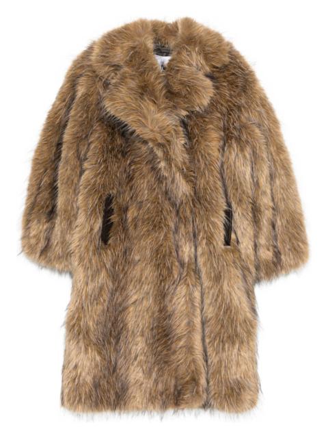 GANNI Ganni Notched-lapel Faux-fur Coat