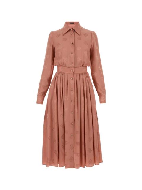 Dolce & Gabbana Antiqued Pink Silk Shirt Dress