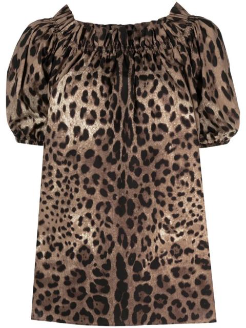 Dolce & Gabbana Dolce & Gabbana Women Top Maniche Corte In Popeline Stampa Leopardo