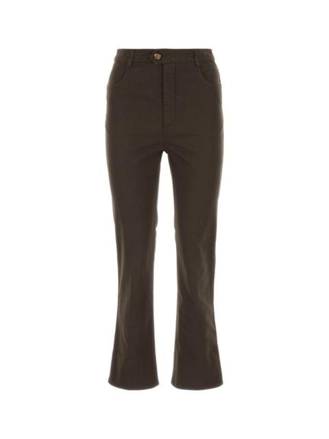 Saint Laurent Women Dark Brown Cotton Pant