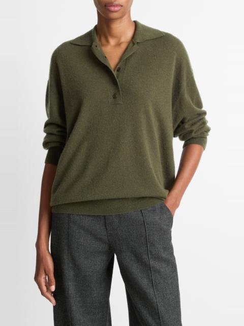 Vince Vince Cashmere & Silk Polo Sweater in Herba at Nordstrom