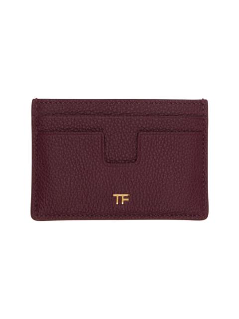 TOM FORD Burgundy Grain Leather Card Holder