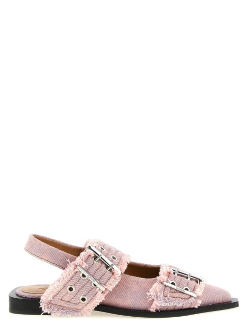 GANNI Ganni Women 'Feminine Buckle Fringed Denim' Slingback